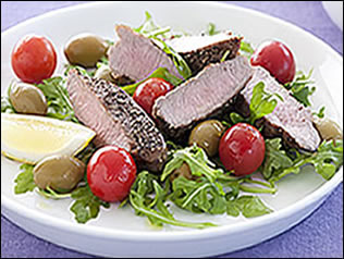 Lemon Pepper Goat Backstrap Salad